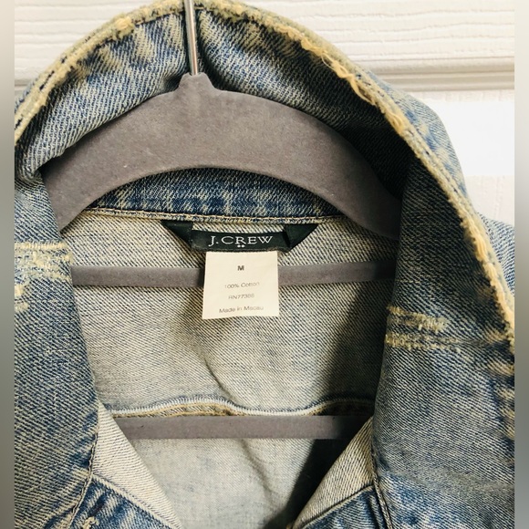 J Crew Factory - Women’s Cropped Denim Jacket, Size M; Distressed Wash - Picture 3 of 4
